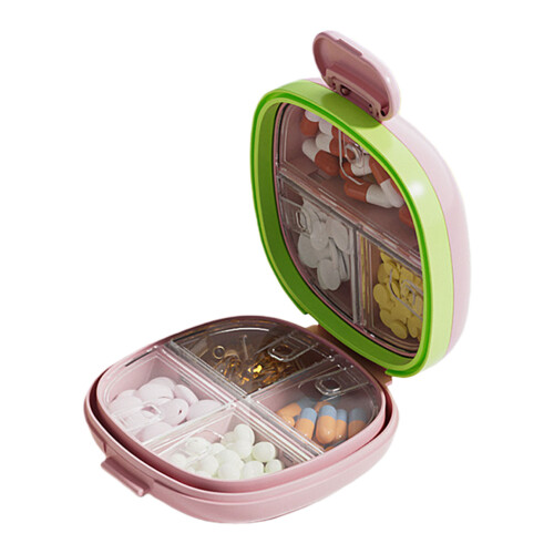 Moistureproof Daily Pills Case With Individual Sections-Pink