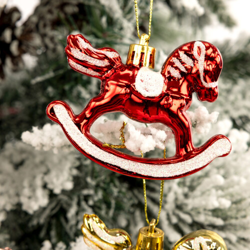 Plastic Horse Shape Hanging Decorations For TreeMantels-Gold 1