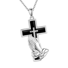 Bijoux de crémation confortables, pendentif main croisée,-argent