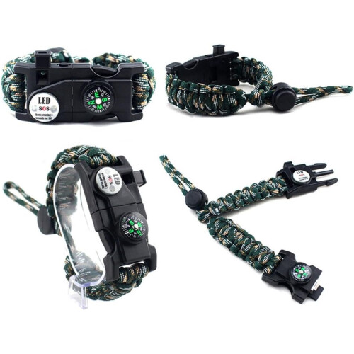 Βραχιόλι Paracord Survival με σχοινί αλεξίπτωτου στρατιωτικού επιπέδου 550, ρυθμιζόμενο 1