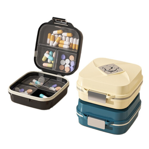 Portable Pills Organizers Double Layer 7-cream white large 1