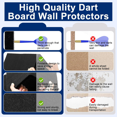 Dartboard Wall Protector Black Felt 36'H x 25'W Dart Accessories 1