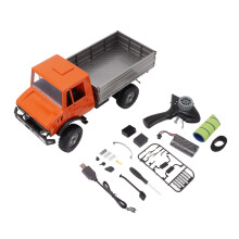 Carrinho de controle remoto off-road com bateria recarregável, faróis de LED, suspensão com sistema de amortecimento, controle remoto para