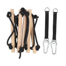 Sistema de ancoragem para balanço com corda de madeira, design resistente e durável, tratamento à prova d'água, alça ajustável, ampla