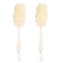 Brosse de douche exfoliante pour le dos, au design ergonomique et dotée d'une éponge luffa à long manche, pour un nettoyage doux et soyeux et un