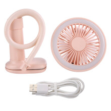 Ventilador de mesa recarregável para escritório doméstico silencioso, ventilador USB portátil com lâmpada LED incluída, ventilador de pescoço