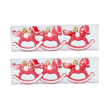 6Pcs Hanging Plastic Horse Figurine Ornament Christmas Tree-Red