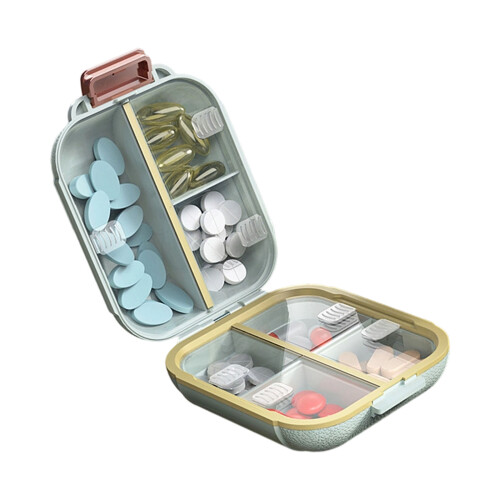 Plastic Sealed Weekly Pills Case With 7-Light shirt green small