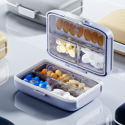 Travel Size 7 Sections Pills Box Lightproof Moisture Proof-D 1