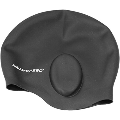 Men's Ear Cap Silicone S Swimming Cap, Black, One Size 2