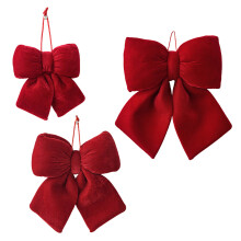 Nœuds de décoration de vacances en velours, pendentif nœud-Rouge