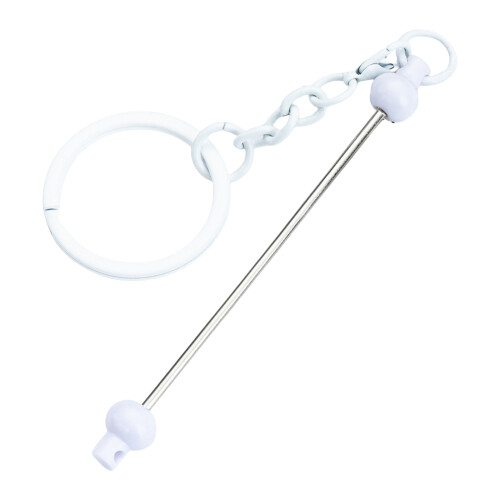 10Pcs Metal Beadable Keyring Charm Beading Keychain-White
