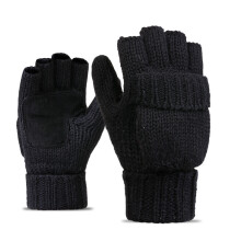 Guantes de punto convertibles sin dedos para invierno, guantes tipo manopla cálidos con cubierta abatible, aislamiento térmico, diseño resistente