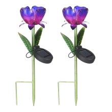 Handbemalte Glasblüten-Metallkunst für Solarleuchten im Außenbereich, Solarladung und automatische Sensorik, dekorative wasserdichte