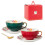 Unique New Bone China Coffee Cup Set for-Deep red green 3 1