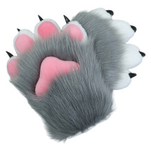 Fingerlose Fäustlinge für Cosplay, Handschuhe aus Kunstfell mit Tierpfoten-Motiv, winterwarm, Touchscreen-kompatibel, weiche und kuschelige