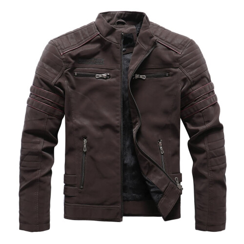 Leather Jacket Men's Motorcycle Jacket Breathable Y2K Pullover Black A8 Coffee XXL Ref: 7652