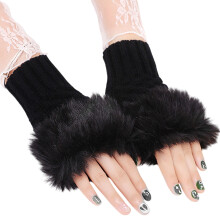 Damen-Strickhandschuhe, fingerlos, dehnbar und aus warmem, weichem Strickmaterial, atmungsaktive Halbfingerhandschuhe zum Tippen und Autofahren,
