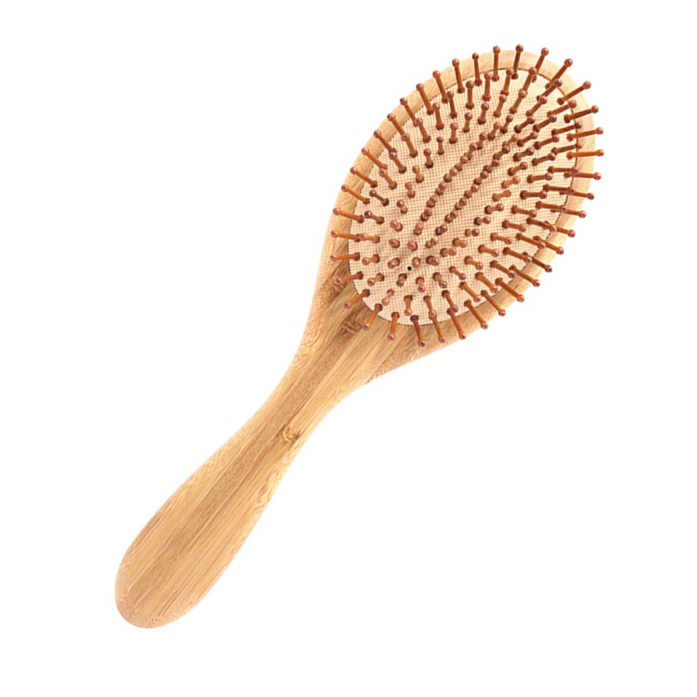 Unisex Bamboo Hair Comb With Antistatic Design And Scalp Massage Cushion For Daily Hair Care