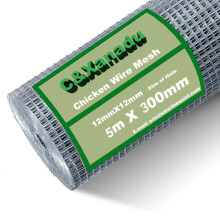 C&Xanad 300mm X 5m Chicken Wire Mesh Roll,12mm Holes Hot Dip Galvanised Panels for Poultry Pet Rabbit,Aviary,Garden Fence Animal Barrier.