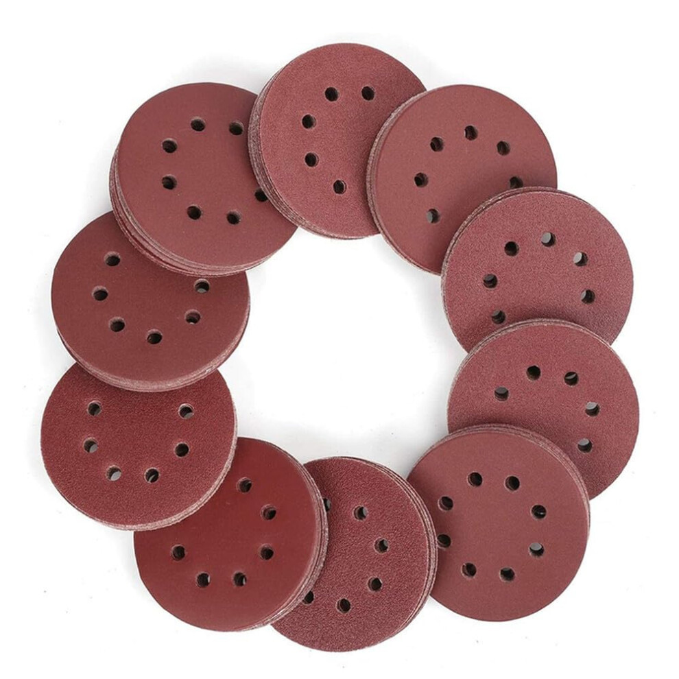 Sand Sheets, Grinding, Polishing Pads, 10Pcs 5 Inch 8 Hole Grinding Discs Hook And Loop Adhesive Sandpaper 125Mm(800) 9365049121538