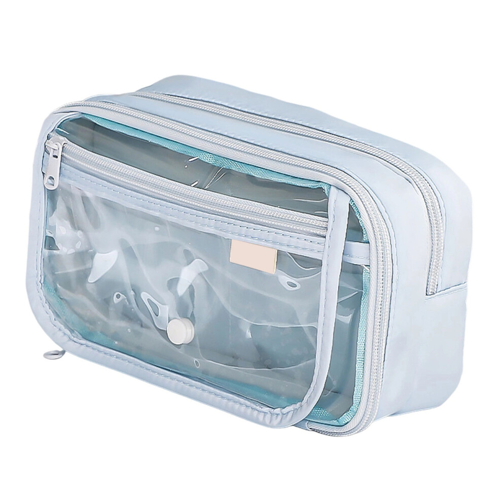 Clear Pen Bag Simple Pen Case Large Capacity Pencil Bag-Blue 7696001263037