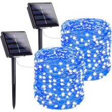 Duurzame solar buitenverlichting, waterdichte koperen lichtslinger met handige automatische aan/uit-schakelaar, flexibele LED-draad voor creatieve