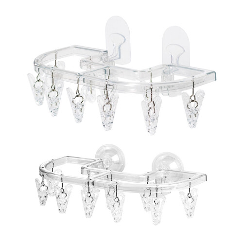 Plastic wasrek zuignap droogrek 10 clips winddicht- Zuignapmodel 1