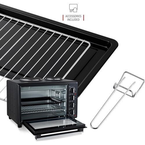PRODEX Electric Mini Oven 45L with Double Hotplate, Grill, Multiple Cooking Functions, Adjustable Temperature Control, 120 Minute Timer 2