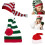 Gebreide kerstmuts voor-Witte en groene streep 2