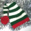 Gebreide kerstmuts voor-Witte en groene streep 6