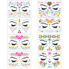 Blatt Neon-Temporäre Tattoos, Schwarzlicht-Neon-Fake-Tattoos mit verschiedenen Designs, die im Dunkeln leuchten, Rave-Festival-Accessoires für