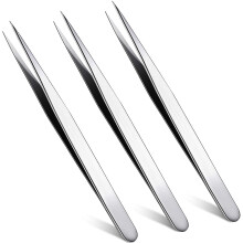Beauty Essentials, Pensetă pentru extensii de gene, Precizie din oțel inoxidabil, Vârf din fibră în formă de L pentru o duritate bună fără