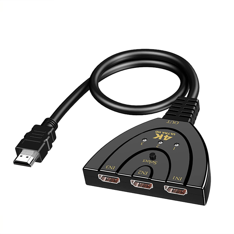 Hdmi Splitter 3Port 4K Uhd Hub With 3D Support And Hdcp Passthrough For 2K 4K Displays Black 9119770865489