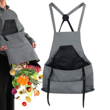 Gardening Apron, Blue/Grey/Green/Red Crossover Back Apron with Large Pockets Ref: 6321