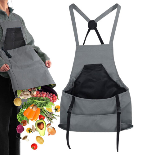 Gardening Apron, Blue/Grey/Green/Red Crossover Back Apron with Large Pockets Ref: 6321