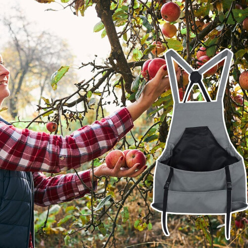 Gardening Apron, Blue/Grey/Green/Red Crossover Back Apron with Large Pockets Ref: 6321 1