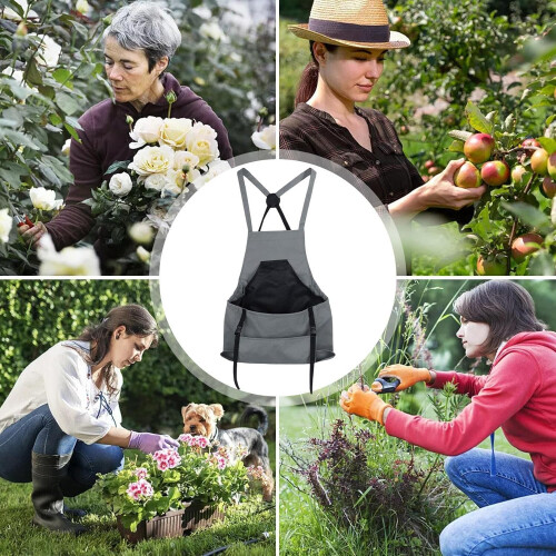 Gardening Apron, Blue/Grey/Green/Red Crossover Back Apron with Large Pockets Ref: 6321 2