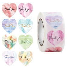 500Pcs Heart Thank You Sticker for Packaging 1Inch Thank You