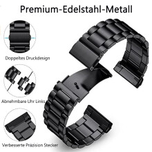 Korrosjonsbestandig rem til Fitbit Versa3, svettebestandig klokkerem i rustfritt stål, dobbel fold-over-spenne, justerbar lengde, komfortabel
