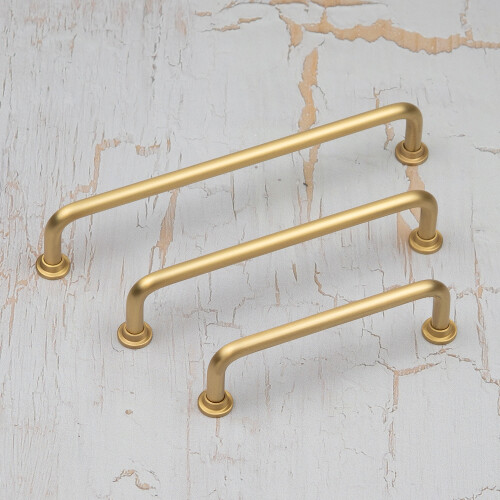 Satin Brass Curved Cabinet Handle Gold Pipe Bar