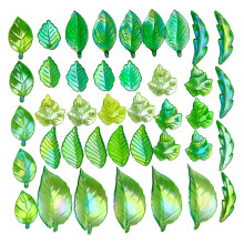 Leaf Design Charms Translucent Green Craft Components DIY-Set C