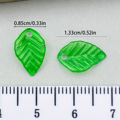Leaf Design Charms Translucent Green Craft Components DIY-Set C 2