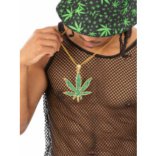 90s Hemp Bling Medallion Green with Cannabis Leaf