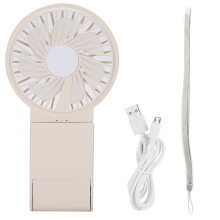 Handventilator mit Kosmetikspiegel, wiederaufladbarem Akku, USB-Ladefunktion, faltbarem Design für Reisen, Büro und Outdoor-Aktivitäten,