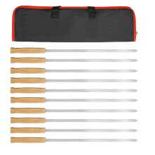 8 pieces 17 inch stainless steel wide flat skewers Ref: 8878