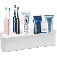 Porte-brosses à dents pour meuble-lavabo de salle de bain, compatible avec les brosses à dents électriques, compartiments détachables, fixation