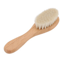 Portable Cradle Cap Prevention Brush, Soft Goat Hair Baby Brush For Effective Head Care, Ergonomic Wooden Handle Toddler Hairbrush