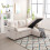 (Beige) L-Shaped Upholstered Pull Out Bed Sofa with Storage & Pillows 2