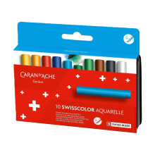 Caran d'Ache Swisscolor Aquarelle 10 Water-Soluble Half-Length Wax Pastels - Boxed Set